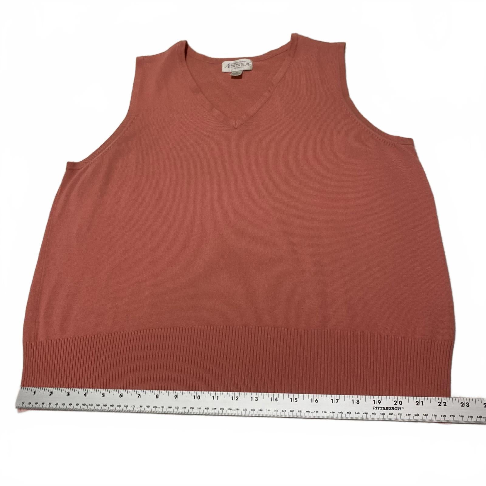 Chaleco tipo suéter sin mangas coral Vintage Annex Casual Corner para mujer, talla 2XL, talla 2X