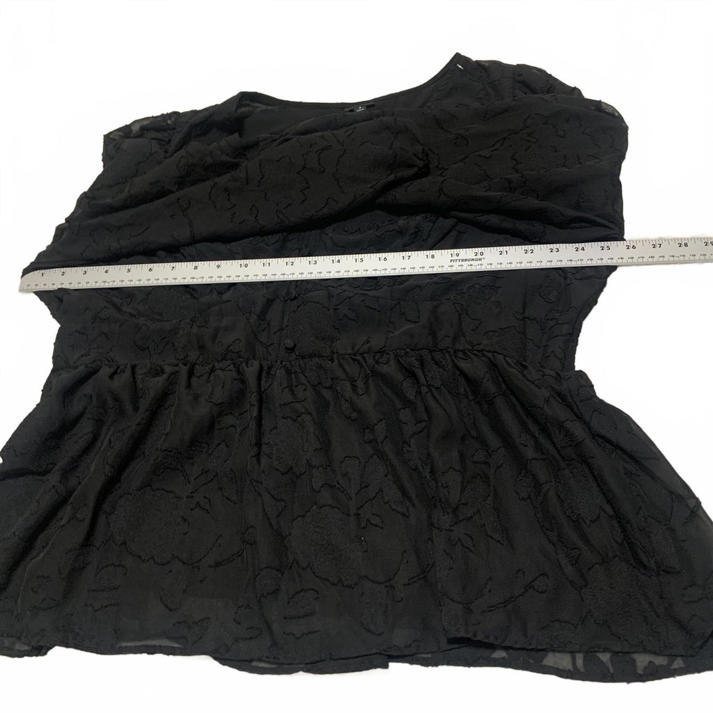 Blusa peplum de manga larga negra Torrid para mujer, talla 3, con estampado floral texturizado
