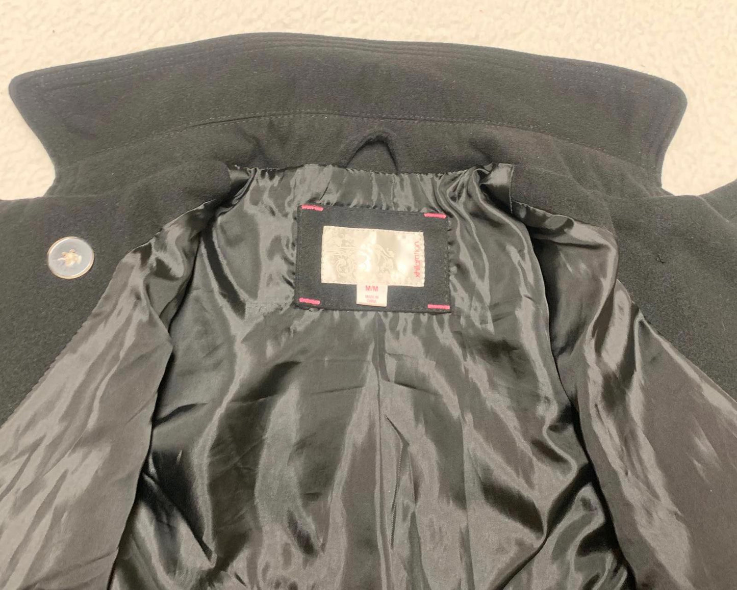 Xhiliration Women’s Size Medium Black Double-Breasted Peacoat