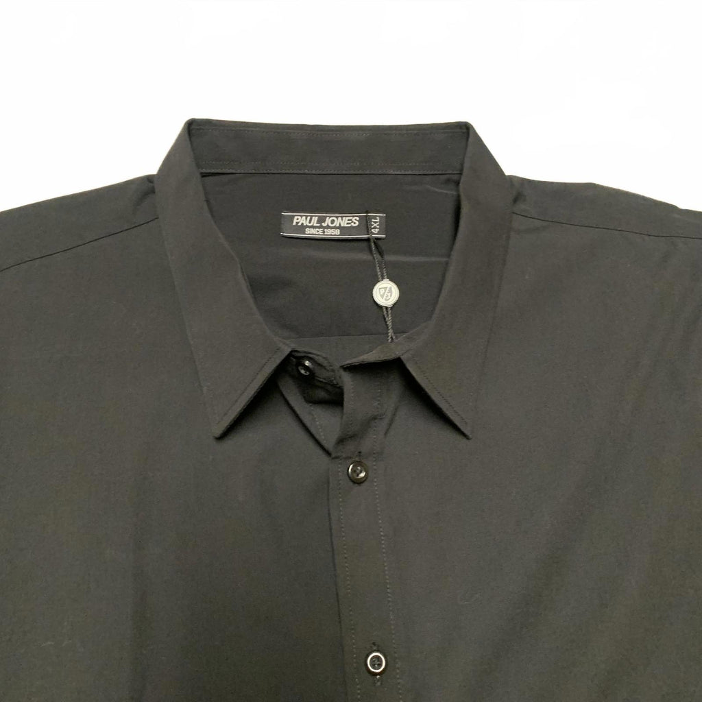 Camisa de manga larga con botones negra Paul Jones para hombre, talla 4XL