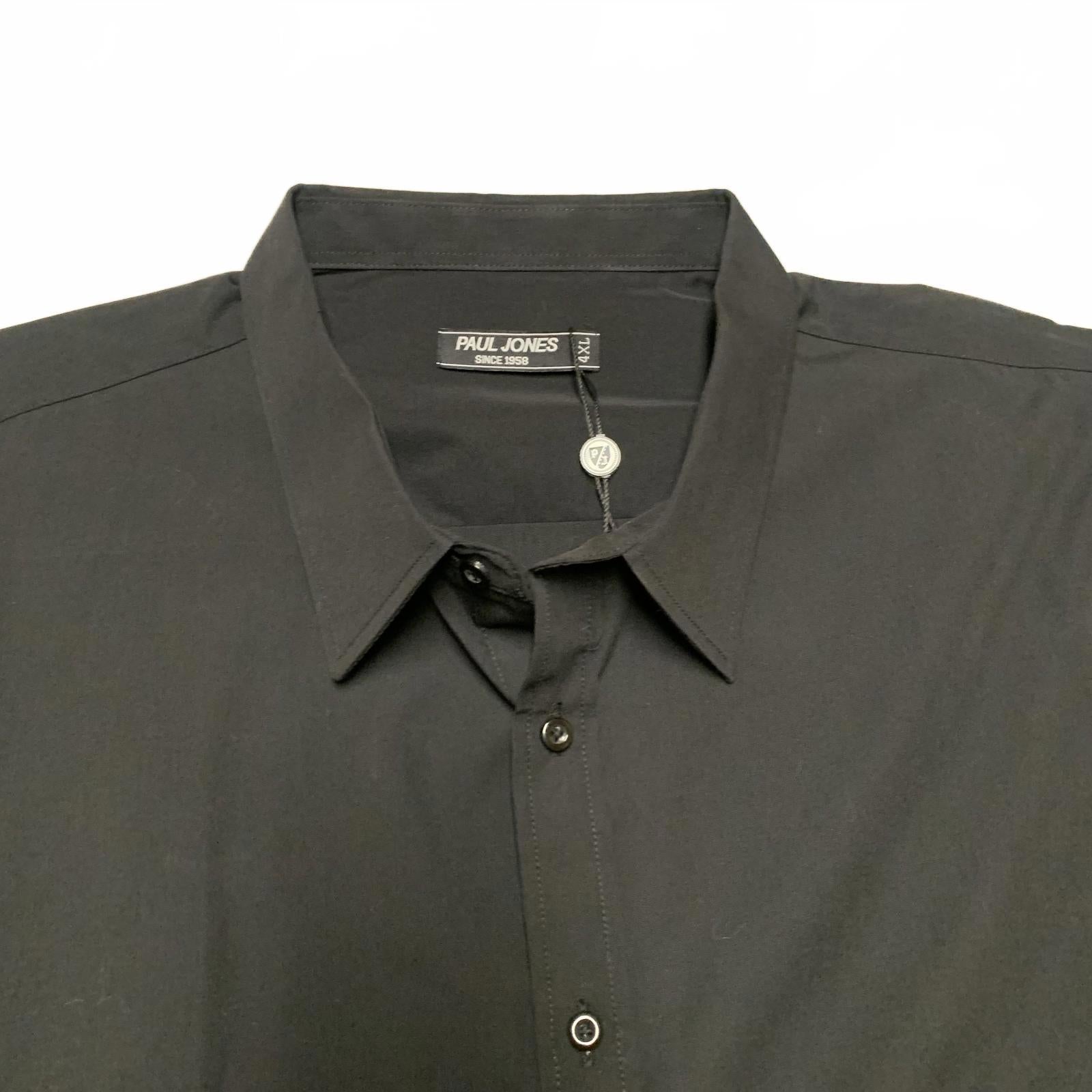 Camisa de manga larga con botones negra Paul Jones para hombre, talla 4XL