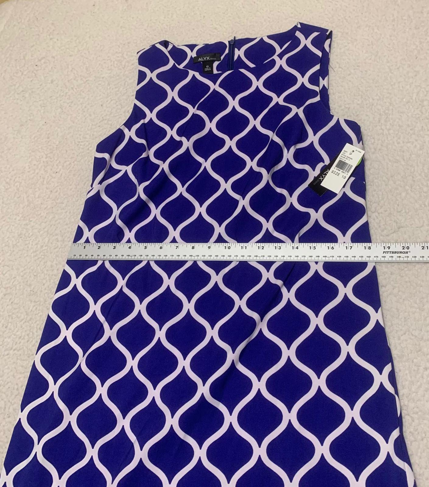 Vestido ALYX para mujer, talla 10, azul real, blanco, estampado, sin mangas