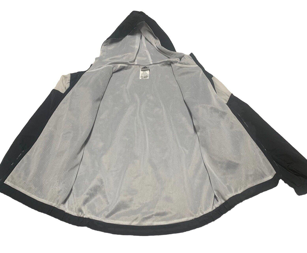 Chaqueta cortavientos con capucha y cremallera completa negra grande para niño de ADIDAS, talla 14/16
