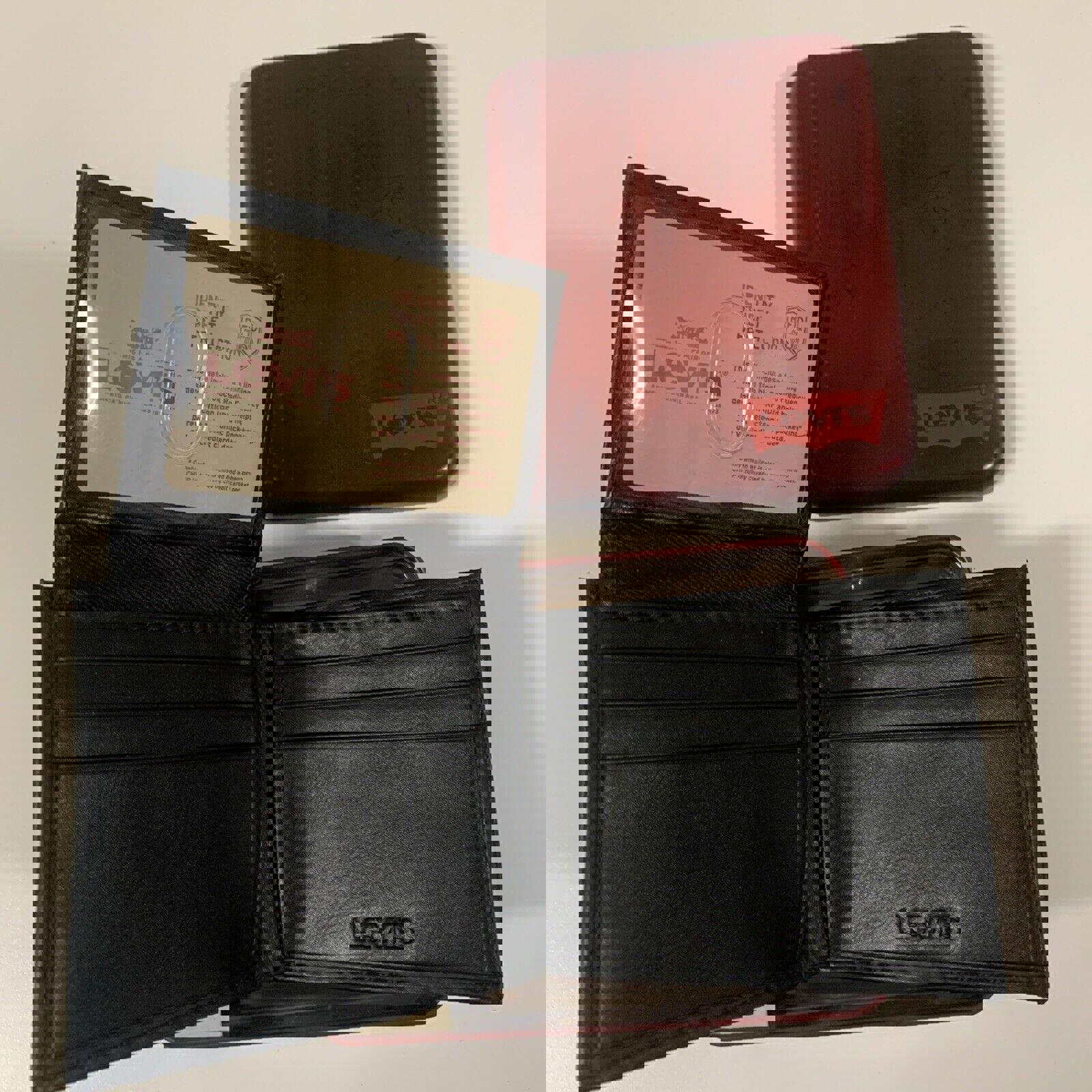 Levi's Men's Black Wallet RFID Identity Theft Protection Stitched