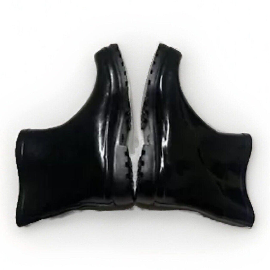 DEW Rubber Sole Rain Women's Boots Sz 11 Shiny Black Ankle Height Buckle Pull-on