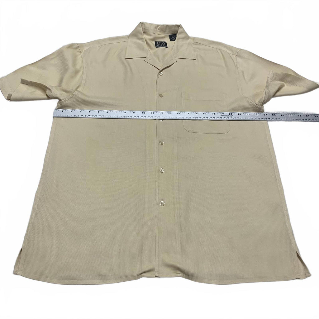 Camisa de seda grande Jos. A. Bank, beige claro, manga corta