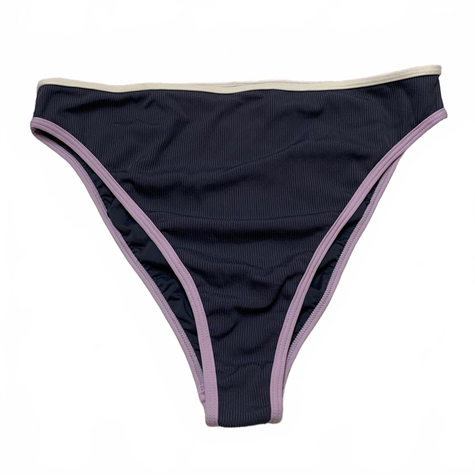 L*SPACE Braguita de bikini acanalada gris y lila talla XL para mujer