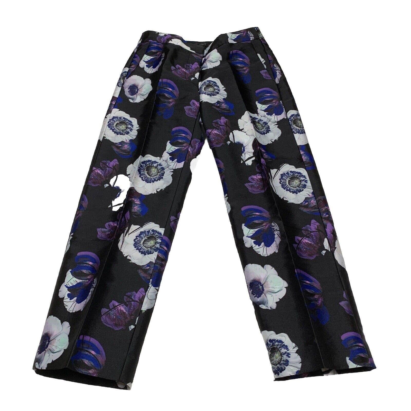 Pantalones de mujer J. Crew, talla 00, estampado floral de amapolas, corte cropped