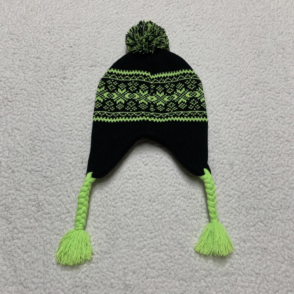 Gorro de lana resistente a la intemperie para jóvenes, talla única (8/20), con pompón y orejeras trenzadas