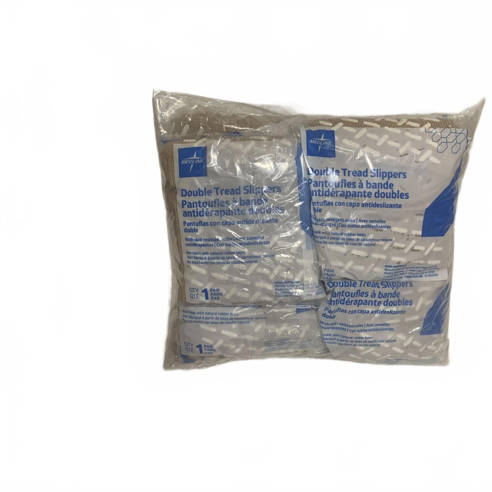 Pantuflas Medline de doble tirante, talla extragrande, color beige, 8 pares.