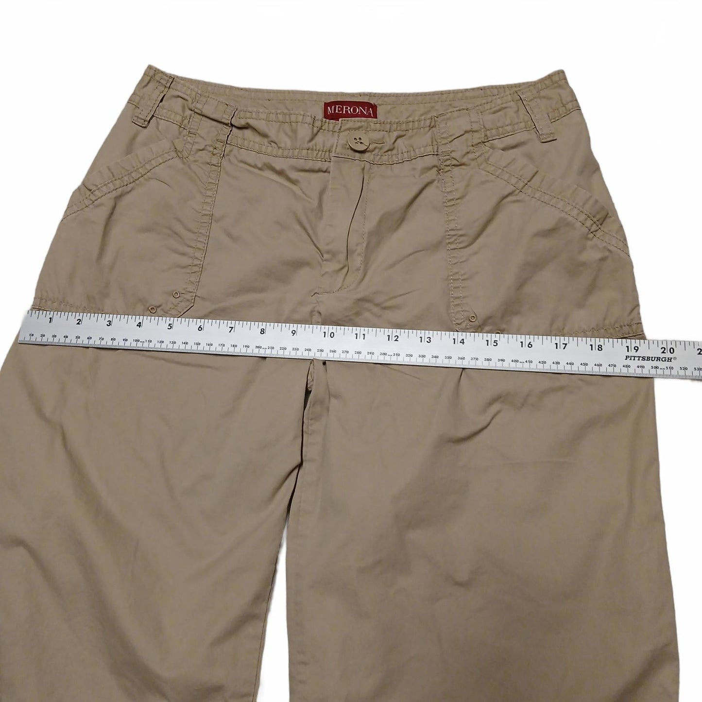 Merona Womens Sz 4 Beige Tan Comfortable Capris Cotton 29.5 x 20.5