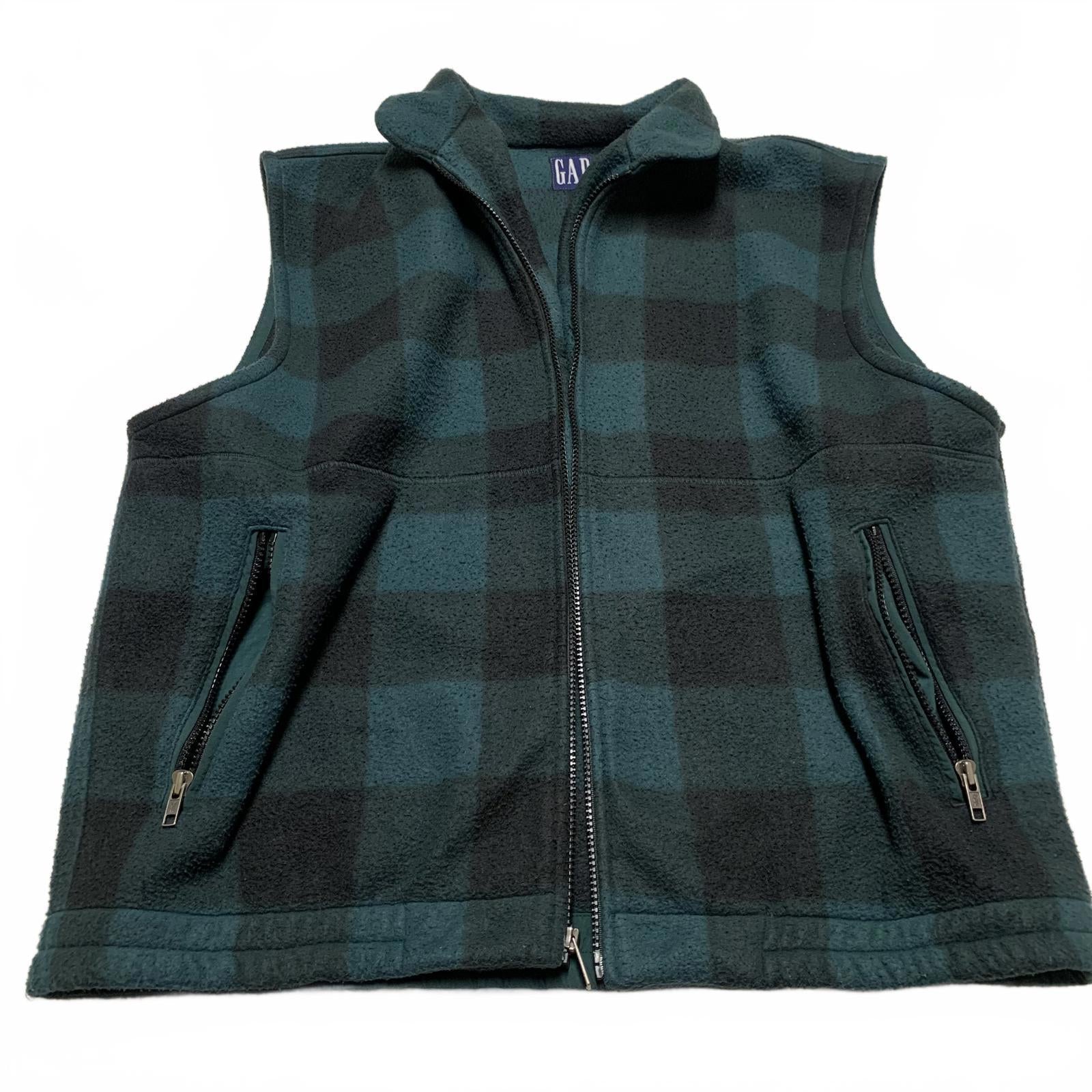 Chaleco polar a cuadros verde y negro de GAP para hombre, talla grande