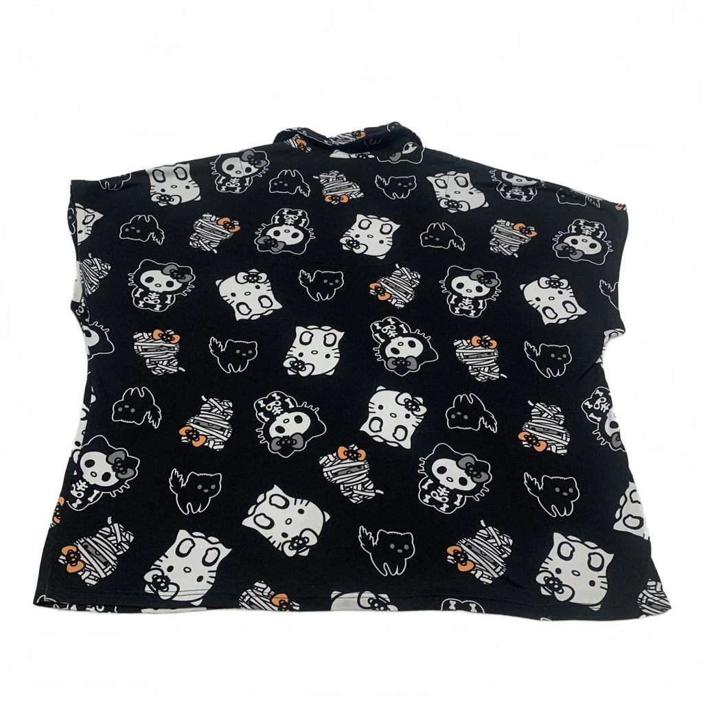 Camisa de manga corta de Hello Kitty para mujer, color negro, talla pequeña, para Halloween