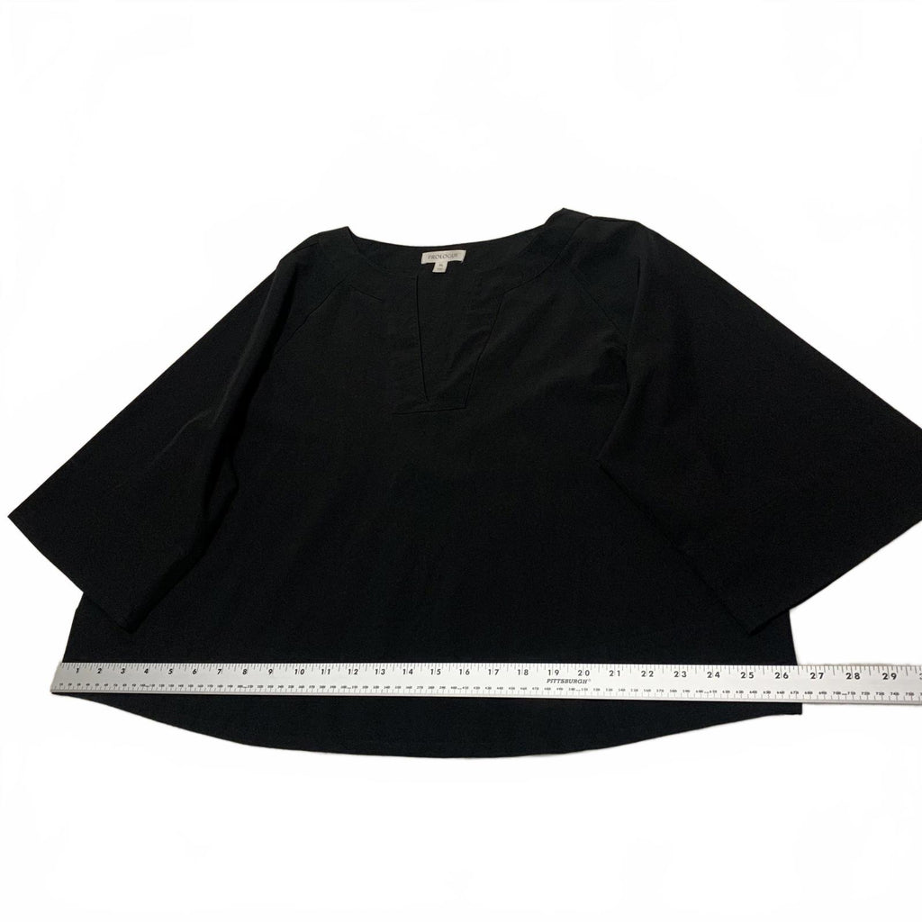 Top corto minimalista de gran tamaño con cuello en V negro para mujer, talla extragrande, de Prologue