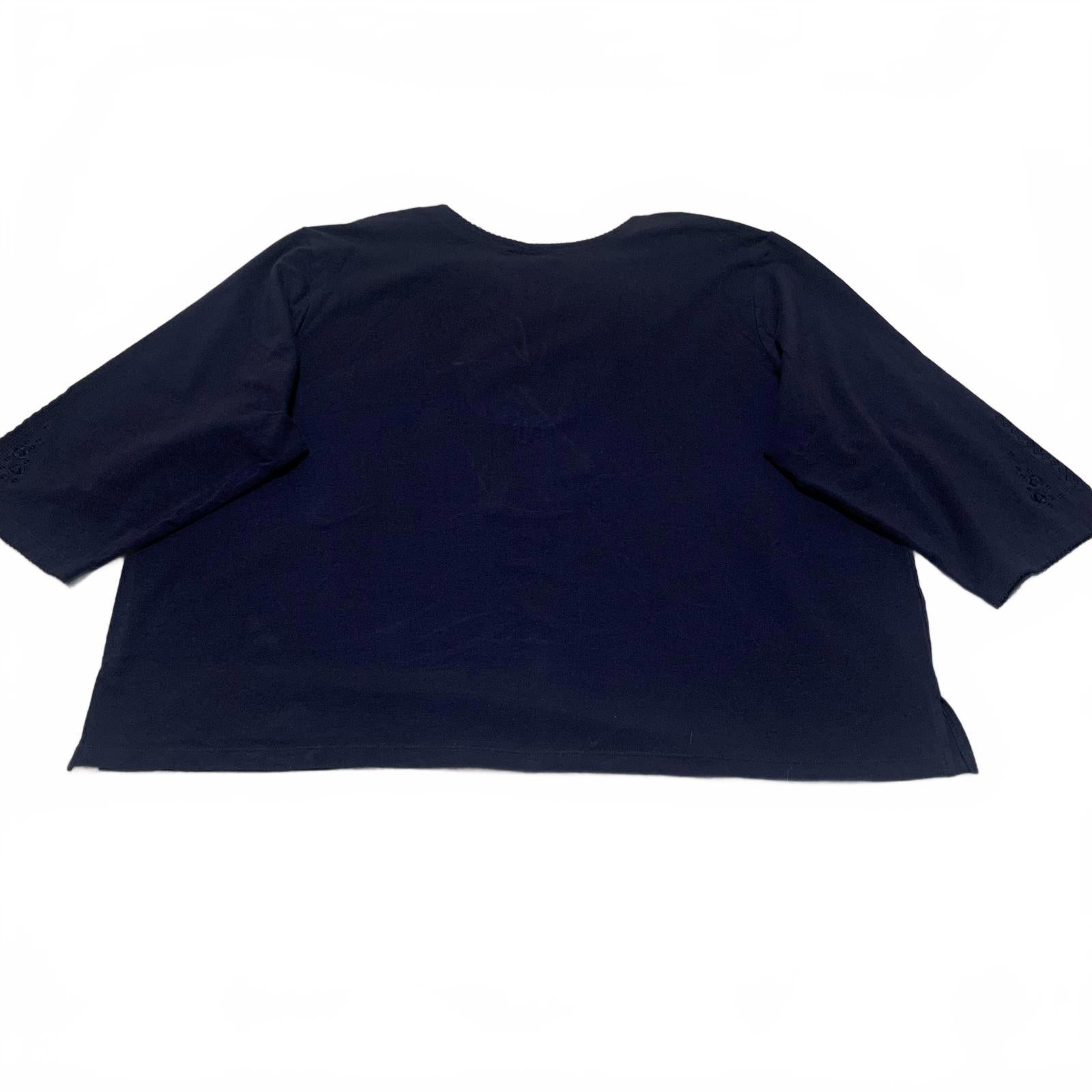 Blusa azul marino para mujer de Denim &amp; Company, talla 3X, con detalles bordados