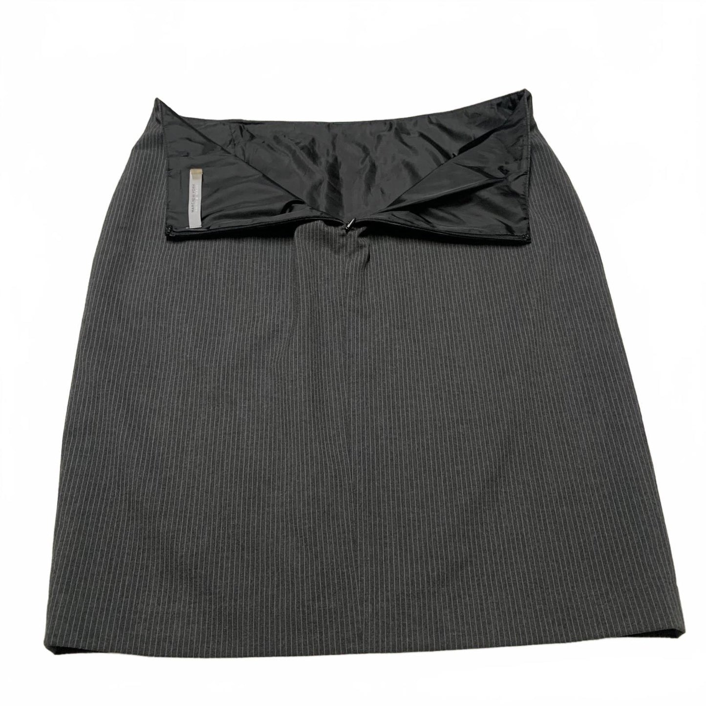 Vintage Marc New York Marc Andrew Womens Sz 12 Gray Pinstriped Skirt Side Slit