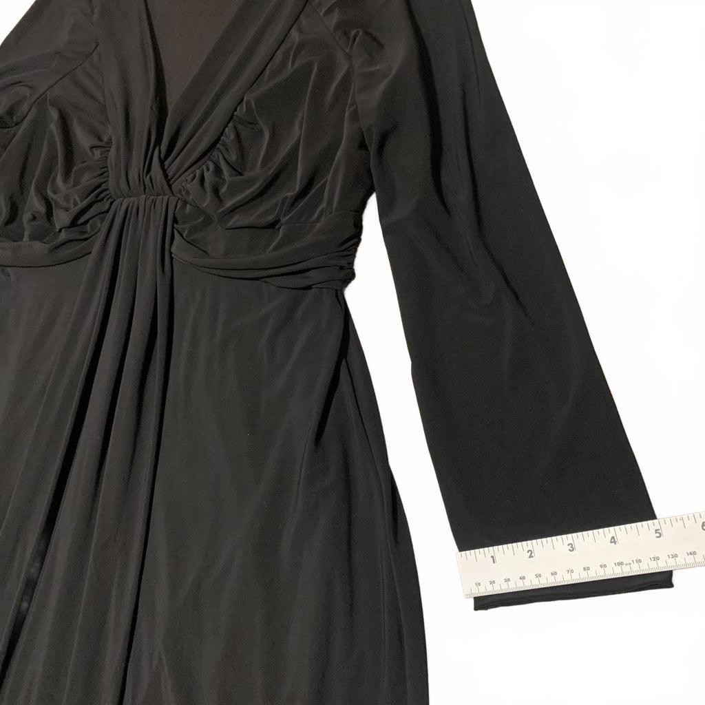 Jones New York Women's Size 18W Black Long  V-Necks Sleeve Dress Formal