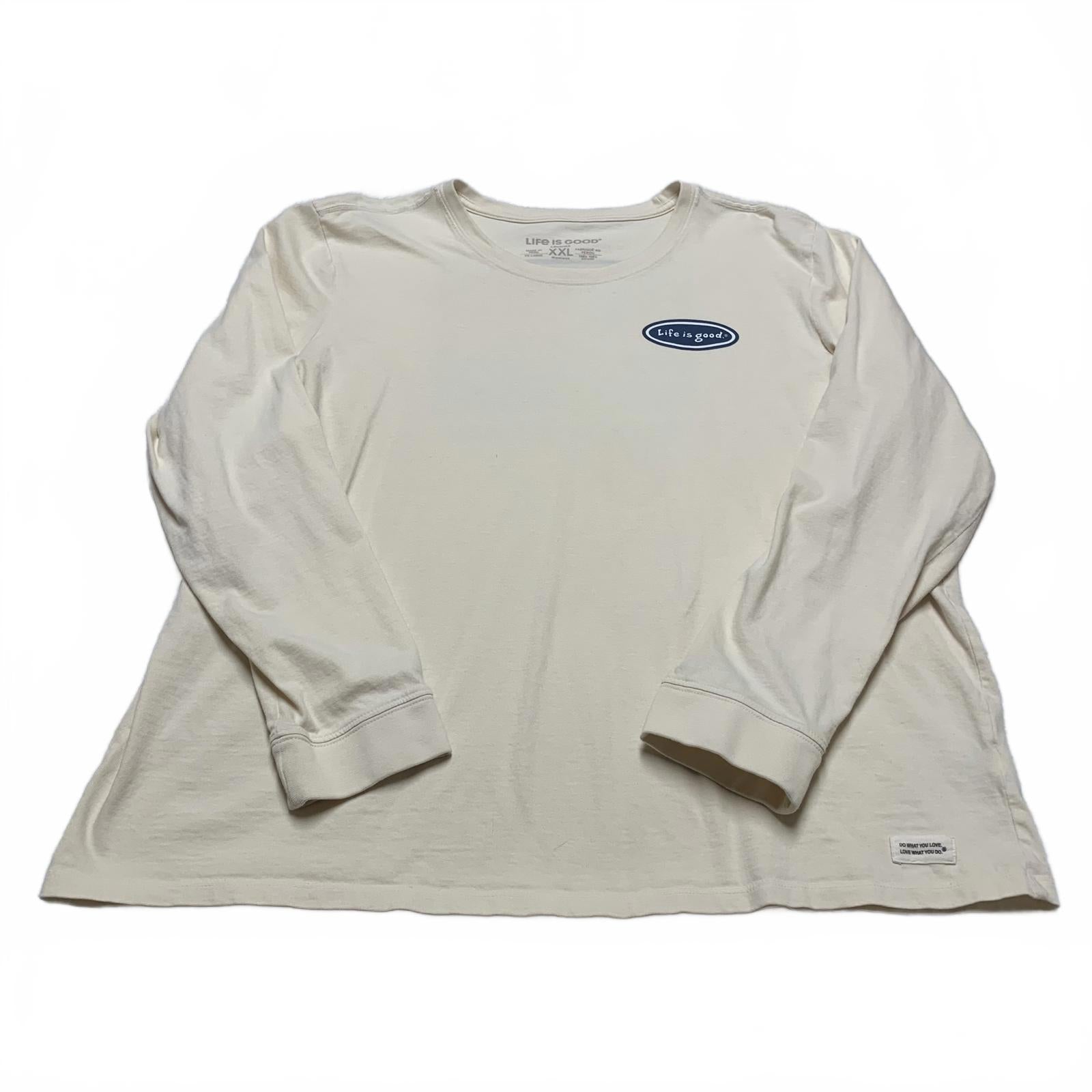 Camiseta XXL beige de manga larga "Life is Good" para mujer - Diseño "Get Outta Town"