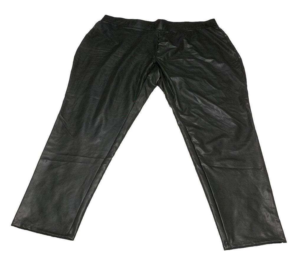 Pantalones de mujer Ashley Stewart, talla 26/28, piel sintética negra
