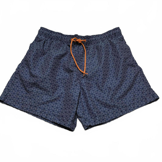 H&M Men's Sz M Navy Geometric Pattern Swim Shorts Trunks W30