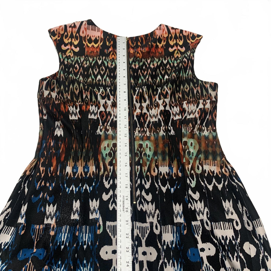 Vestido de verano sin mangas con estampado abstracto vibrante para mujer talla 14 de VTG db