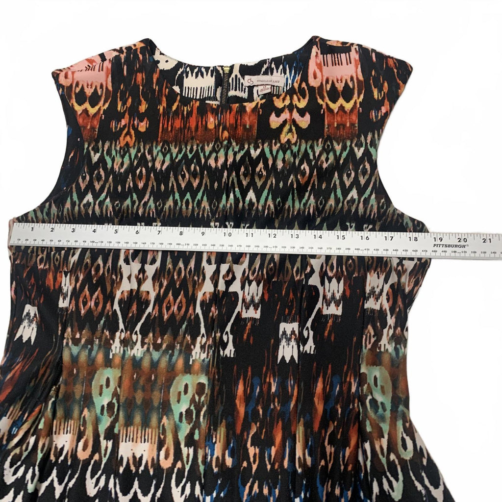 Vestido de verano sin mangas con estampado abstracto vibrante para mujer talla 14 de VTG db