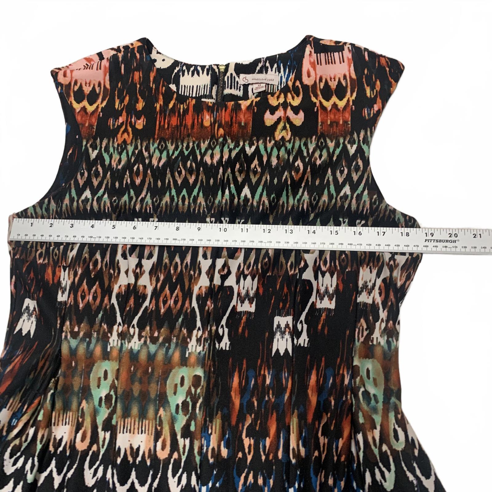 Vestido de verano sin mangas con estampado abstracto vibrante para mujer talla 14 de VTG db