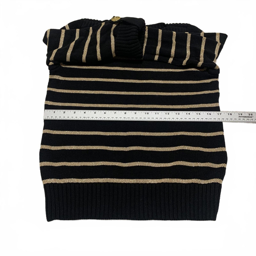 Suéter de rayas beige y negro con mangas con puños de Jones New York para mujer, talla pequeña M