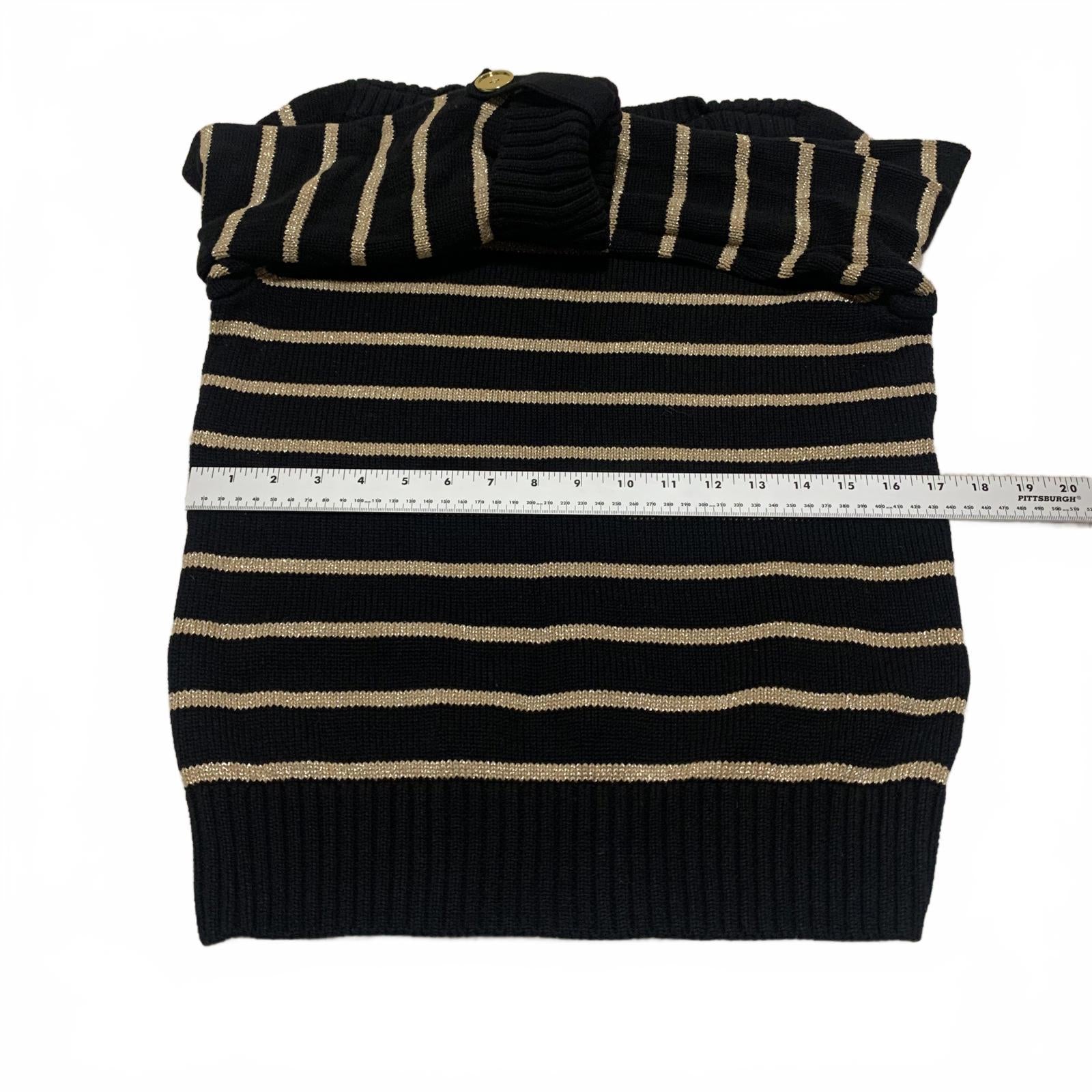 Suéter de rayas beige y negro con mangas con puños de Jones New York para mujer, talla pequeña M