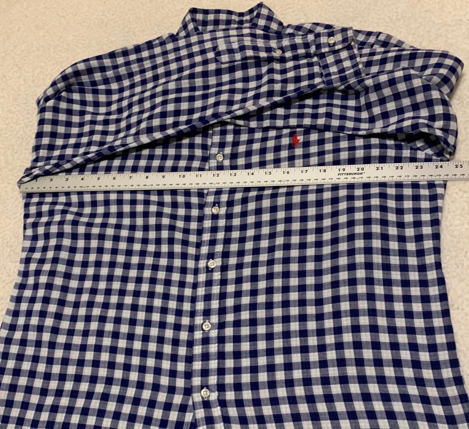 Camisa Ralph Lauren para hombre, talla L, azul, blanca, a cuadros, informal, con botones, manga larga