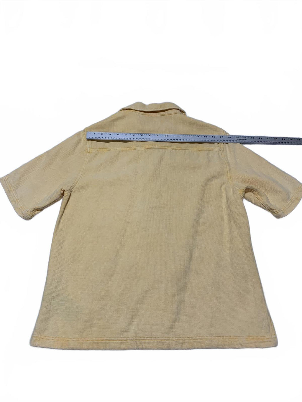 Camisa de manga corta abotonada amarilla de Zara para hombre, talla mediana