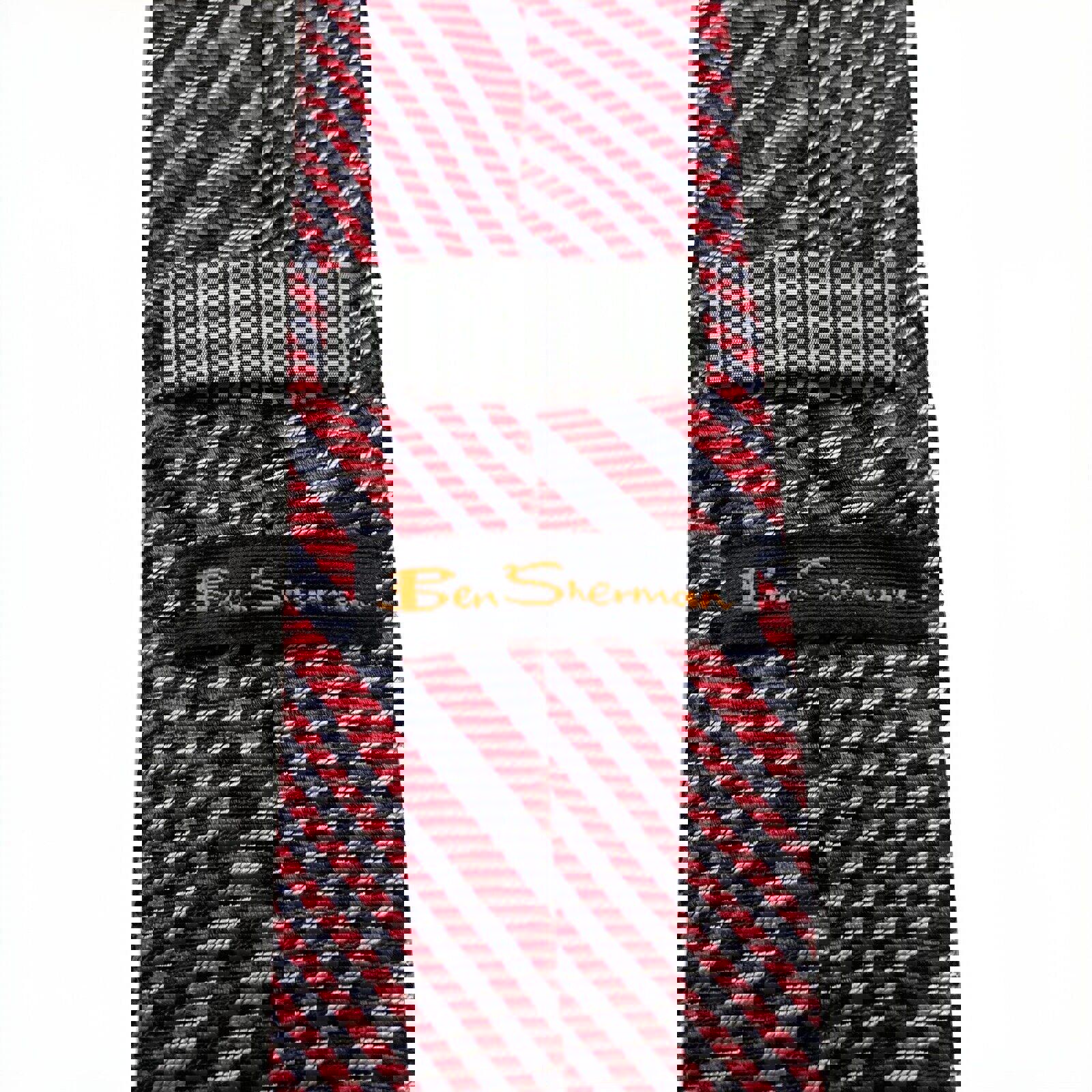 Corbata de seda con estampado de cuadros rojos y azules para hombre de Ben Sherman