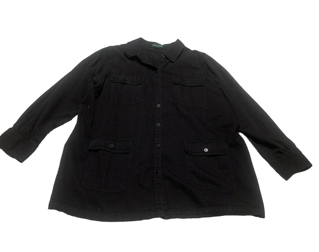 Camisa militar negra con botones 3X para hombre de Lauren Jeans Company, 100 % algodón