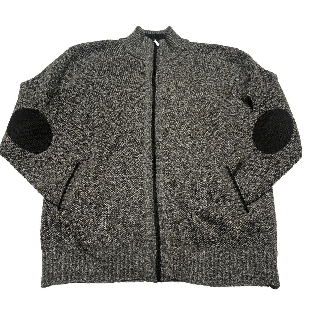 Cárdigan Alberto Cardinali para hombre XL, negro, gris, con cremallera completa, forro polar y coderas