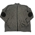 Alberto Cardinali Men's Cardigan XL Black Gray Full Zip Fleece Lined Elbow Patch