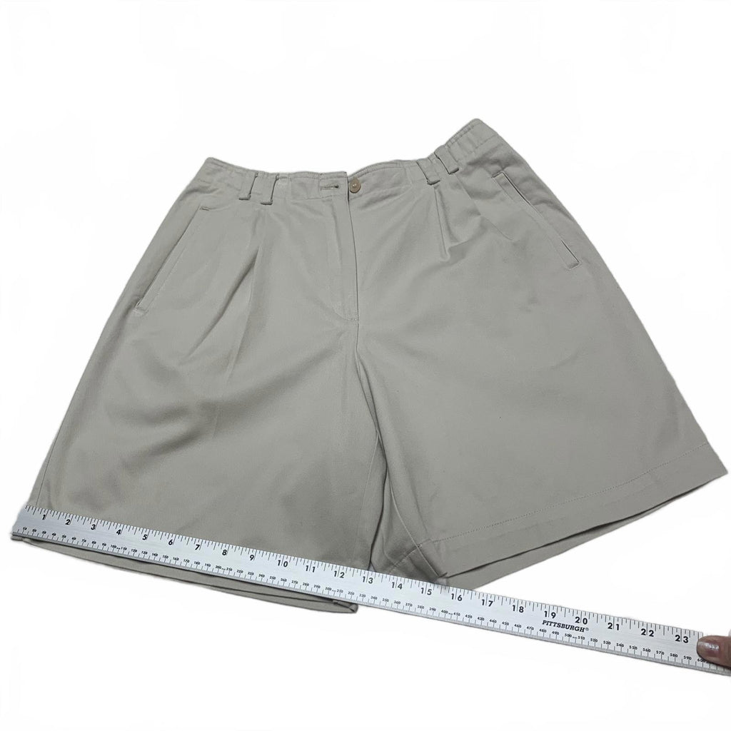 Pantalones cortos plisados ​​de algodón color caqui de Liz Claiborne Liz Sport para mujer, talla 8