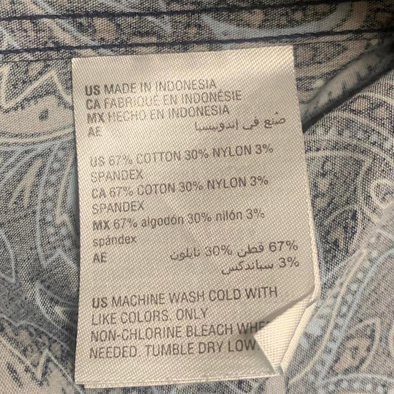 Camisa Alfani de manga larga con botones y estampado paisley azul para hombre, talla XL (17,5)