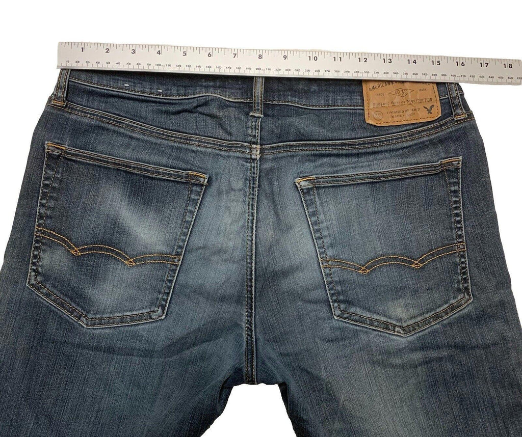 Vaqueros rectos American Eagle Outfitters para hombre, denim flexible con lavado azul oscuro, talla 32/34
