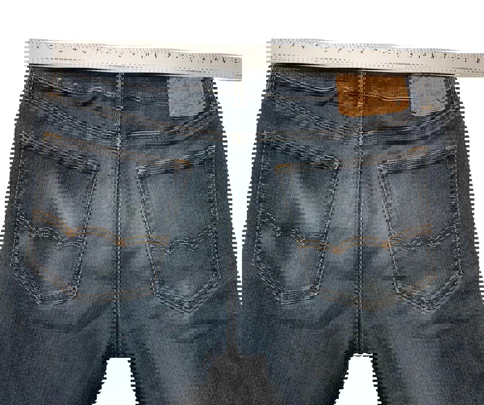 Vaqueros rectos American Eagle Outfitters para hombre, denim flexible con lavado azul oscuro, talla 32/34