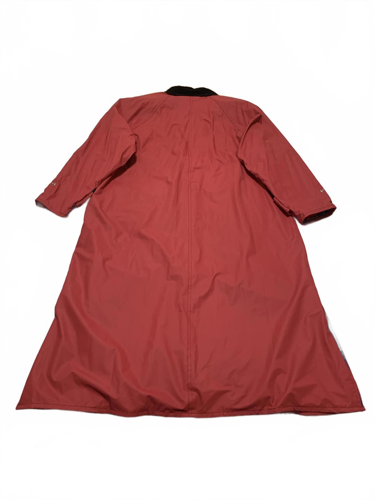 Chaqueta impermeable informal vintage Misty Harbor para mujer, color rojo, talla L, con estampado a cuadros y carcasa de PVC