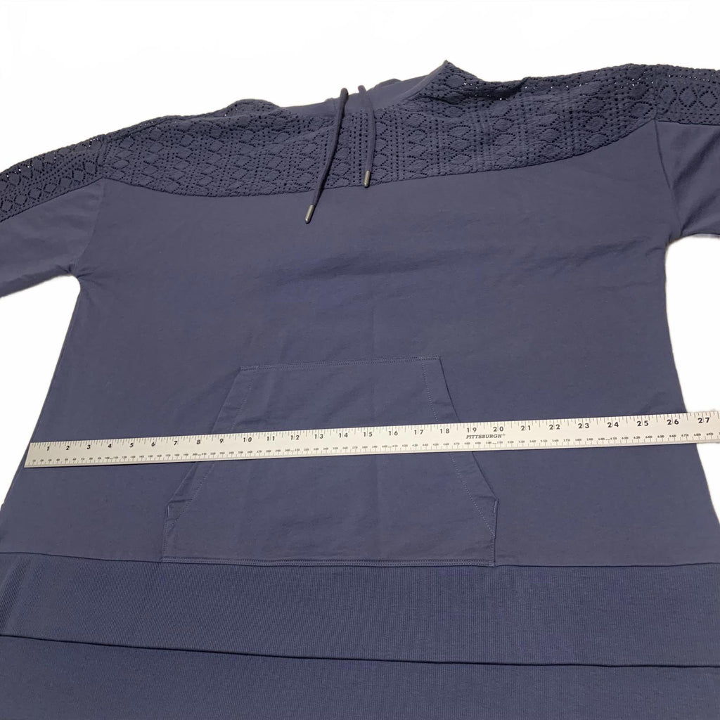June & Vie Women's Size Large 18-20 Slate Blue Hoodie Sweatshirt Textured Detail