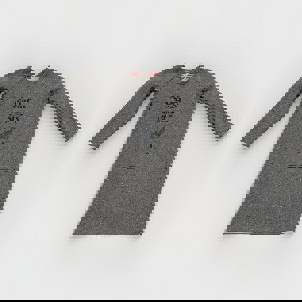 Vestido sudadera de forro polar gris jaspeado Chipie para niñas, talla 6, con purpurina de perro escocés