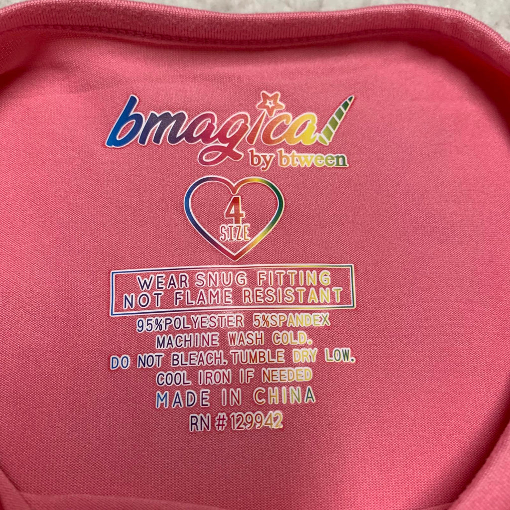 Bmagical by BTween - Pijama rosa para niñas, talla 4, gráficos de uniforme