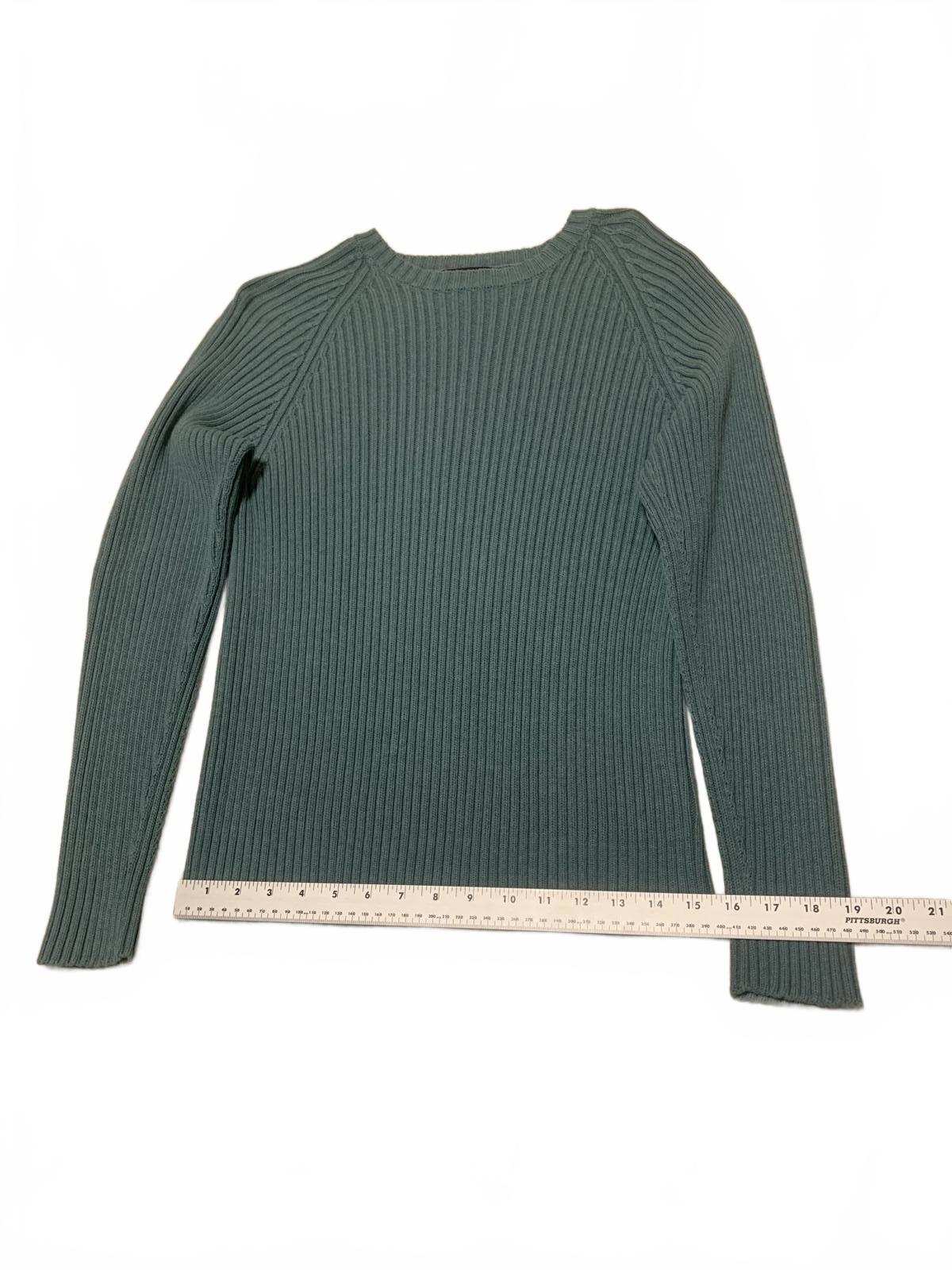 Suéter Lands' End de los años 90 para hombre, talla 38/40, cuello redondo, tejido acanalado, verde, fabricado en EE. UU.
