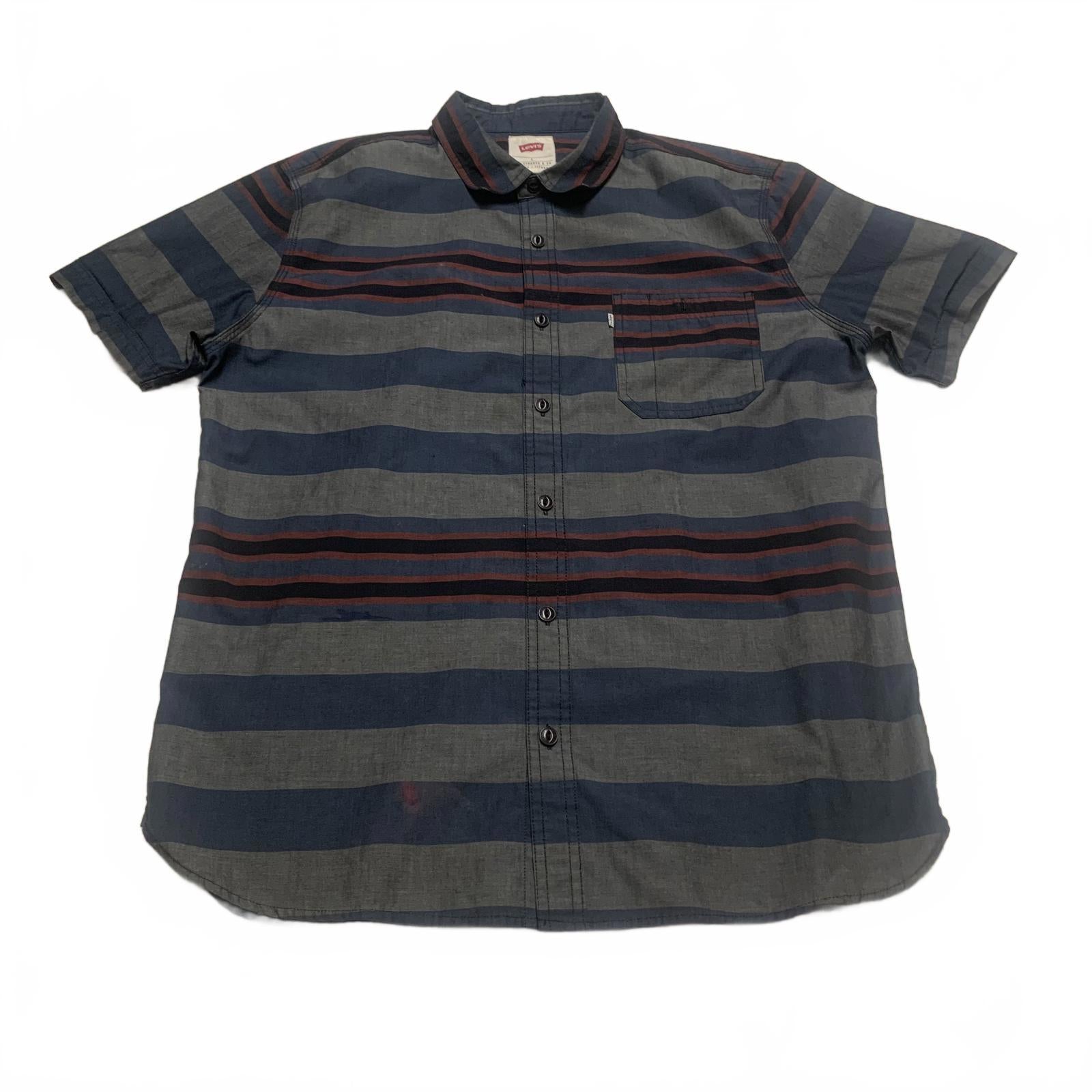 Camisa de manga corta a rayas azul grisáceas de Levi's para hombre, talla grande