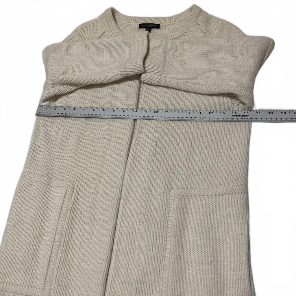 Cárdigan largo de punto de hilo italiano color crema para mujer de Banana Republic, talla L