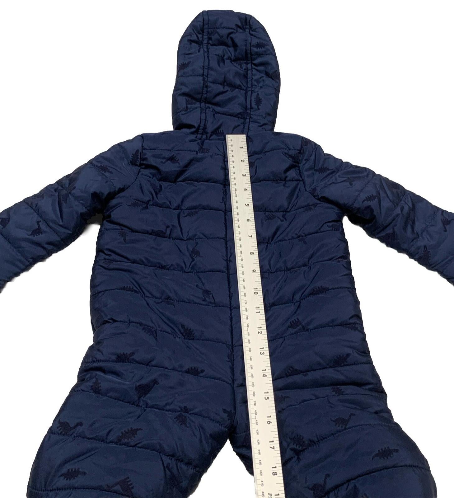 First Impressions Baby Boy Size 6-9M Navy Blue Snow Suit Coat Dinosaur Print
