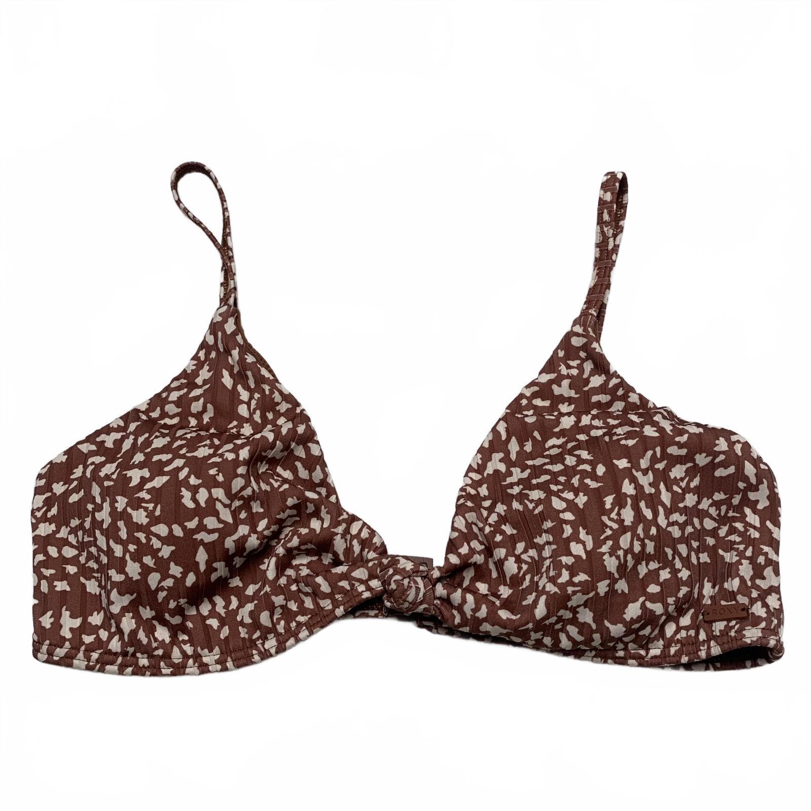 Top de bikini Roxy Love the Surf Knot para mujer, talla L, estampado marrón