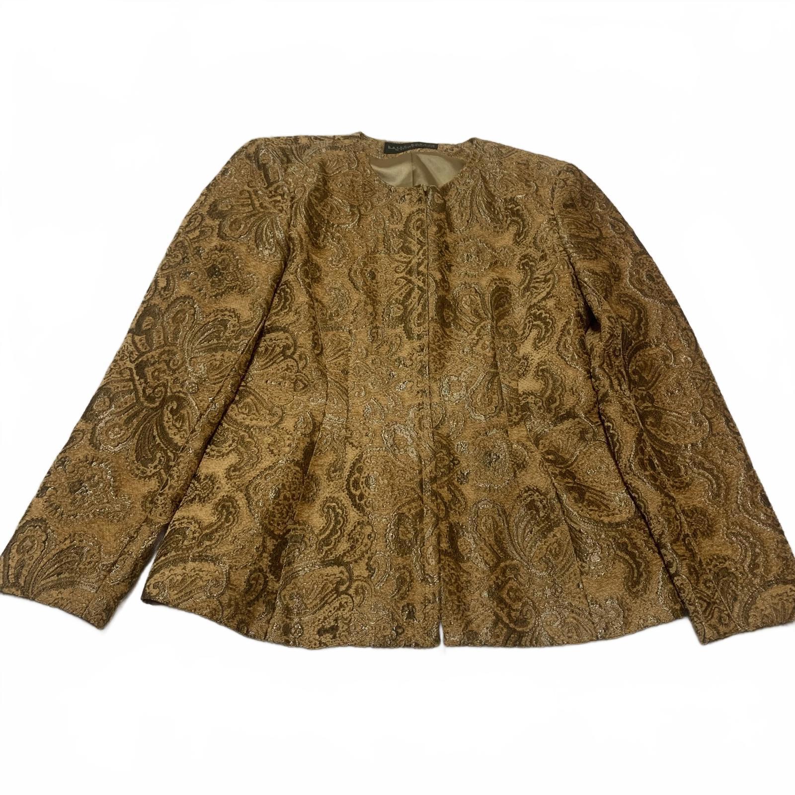 Chaqueta acolchada con cremallera Harvé Benard para mujer, talla M/L, estampado de cachemira dorado mostaza