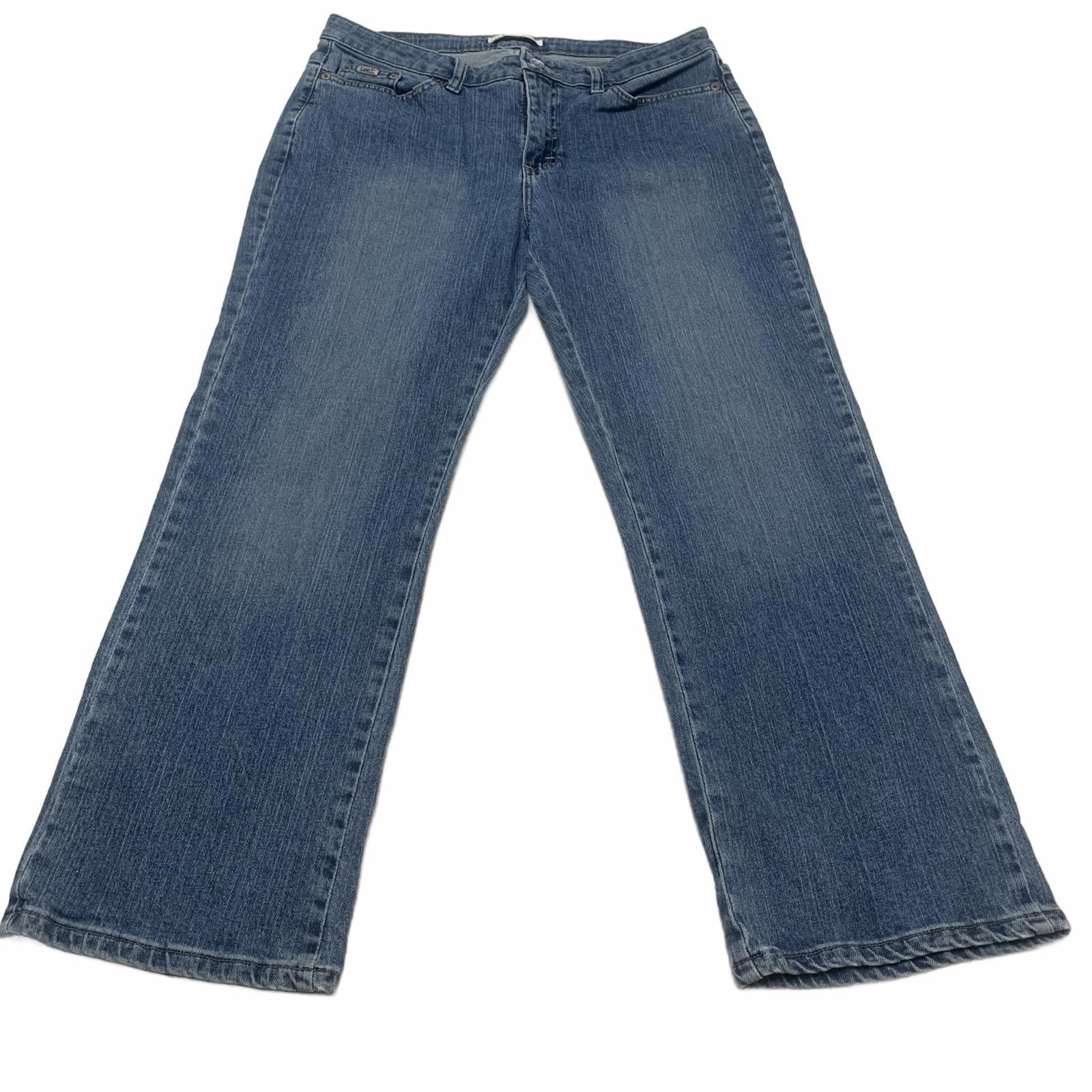 Vaqueros Lee para mujer, talla 14, lavado claro, azul, pierna recta, natural